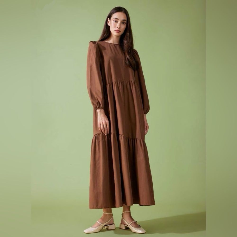 Defacto Crew Neck Poplin Maxi Dress